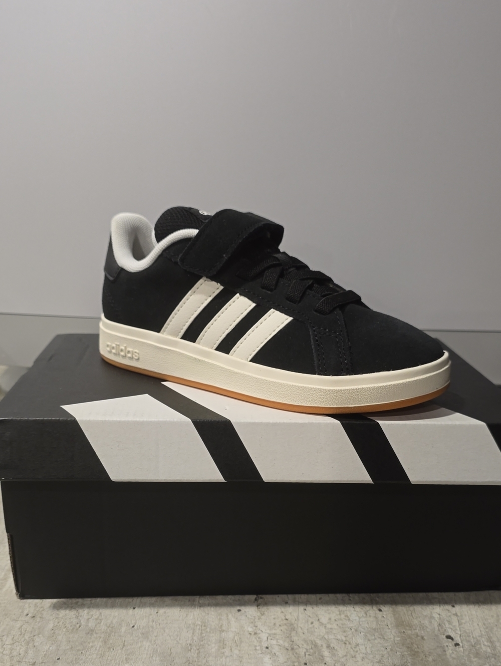 adidas Kids Black and White Low-Top Skate Sneaker